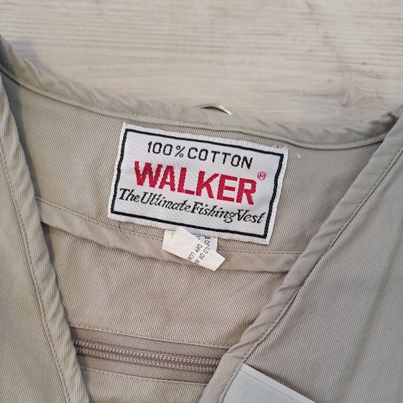 WALKER Men's Vintage Utility Sporting Vest in Cream Large - Picture 2 of 9